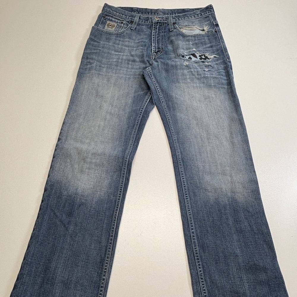 Cinch Mens 34x34 Distressed Jeans Floral Patch Western Cowboy Y2K